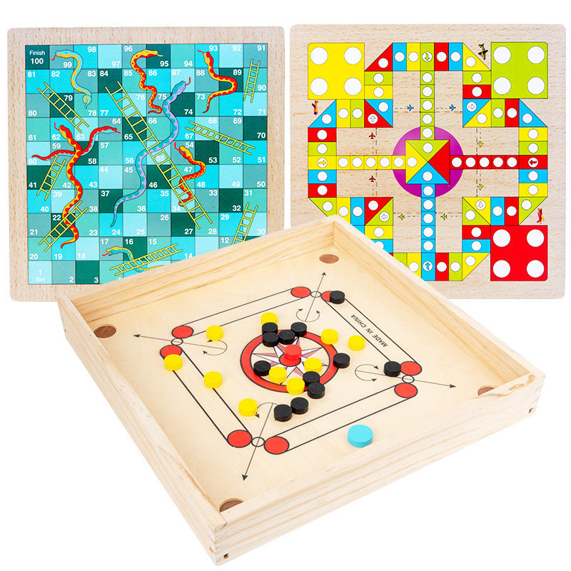 Four in One Wooden Classic Board Game Parent-child Game