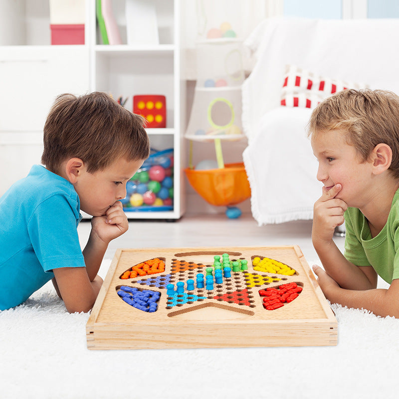 Four in One Wooden Classic Board Game Parent-child Game