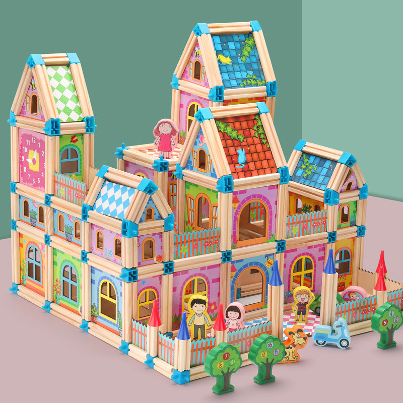 Variety Of Creativity To Build A Building Block Castle